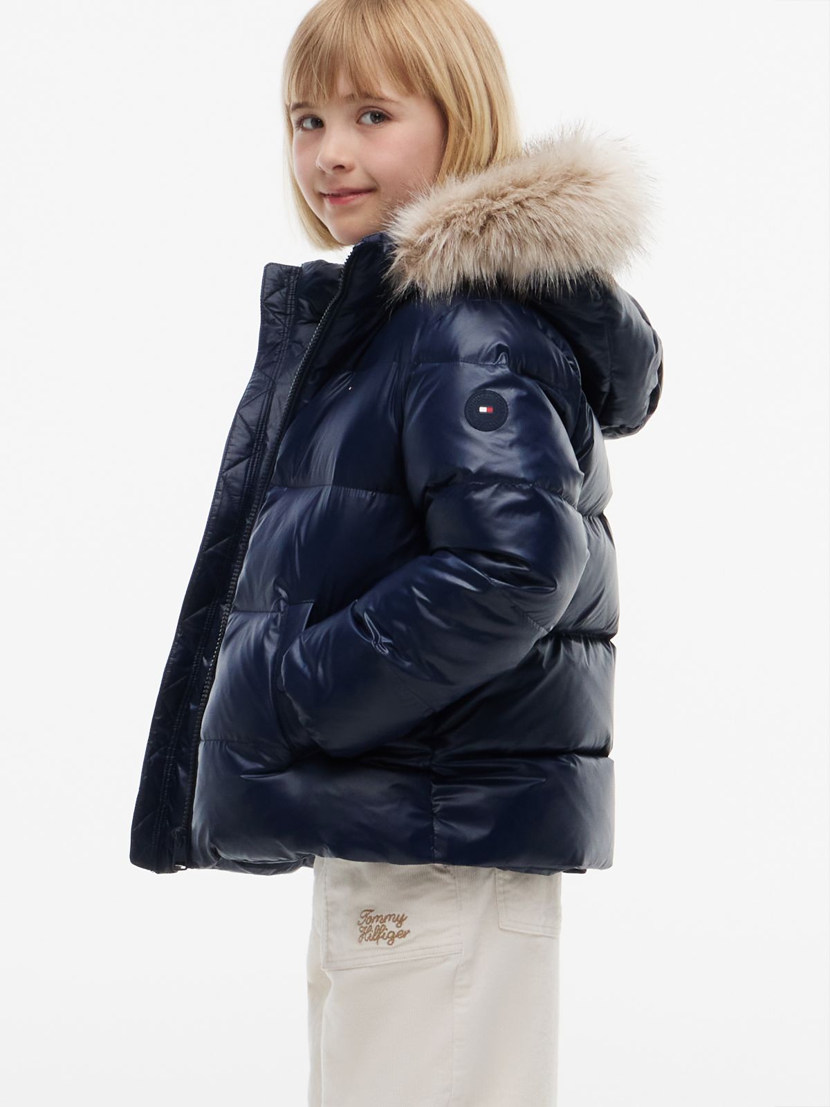 Kids' Hooded Down Puffer Jacket — Dark Blue