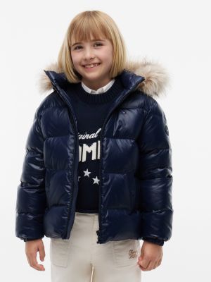 Kids' Hooded Down Puffer Jacket, Dark Blue