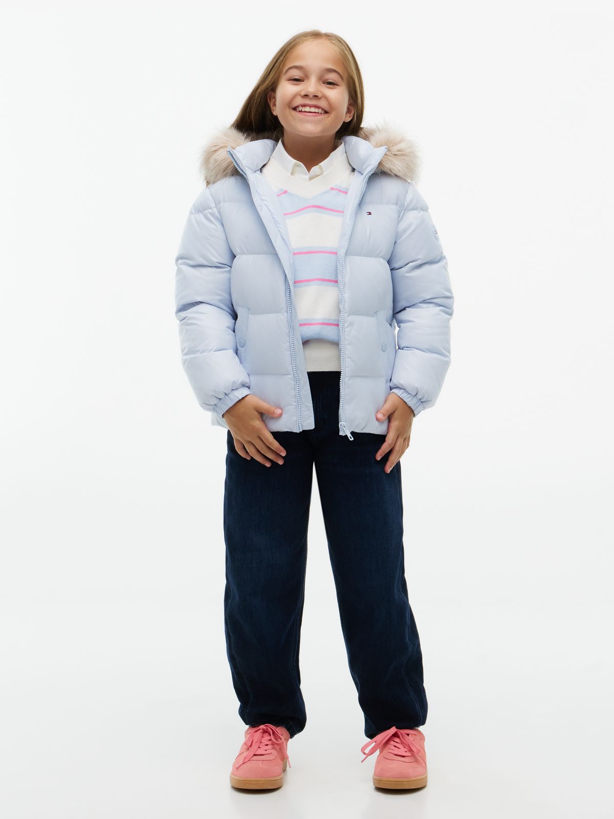 Kids' Hooded Down Puffer Jacket — Sky Blue