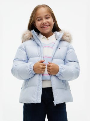 Kids' Hooded Down Puffer Jacket, Sky Blue
