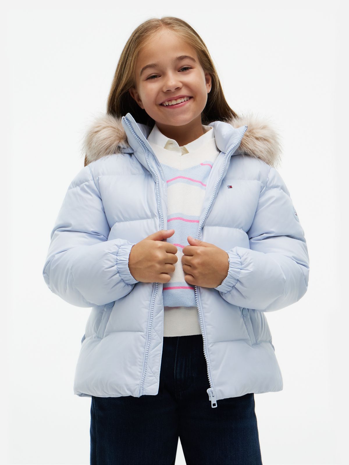 Kids' Hooded Down Puffer Jacket — Sky Blue