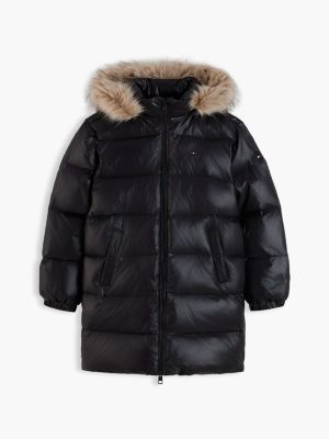 Детская куртка Tommy Hilfiger Long Hooded Down Puffer, цвет: Чёрный — фото 5