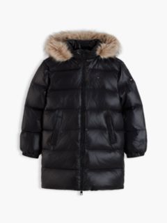 Kids' Long Hooded Down Puffer Jacket — Black 5