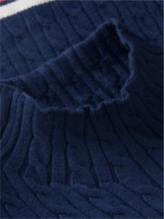 Kids' Cable Knit Mockneck Sweater — Dark Blue 6