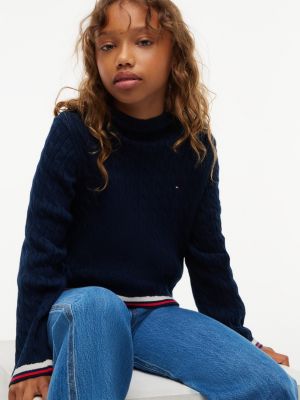 Детские свитеры Tommy Hilfiger Kids' Cable Knit Mockneck Sweater — фото 3