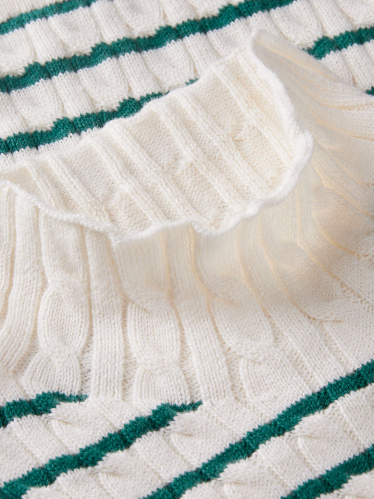 Kids' Cable Knit Mockneck Sweater — Rural Green Stripe