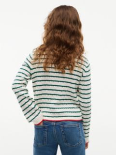 Kids' Cable Knit Mockneck Sweater — Rural Green Stripe 4