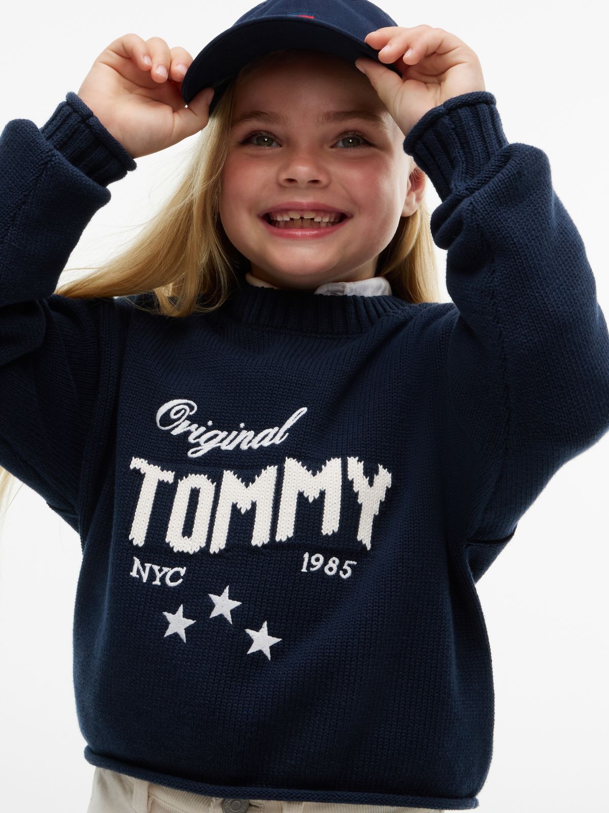 Kids' Tommy Star Logo Sweater — Dark Blue