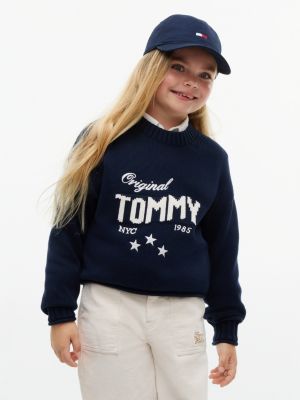 Kids' Tommy Star Logo Sweater, Dark Blue