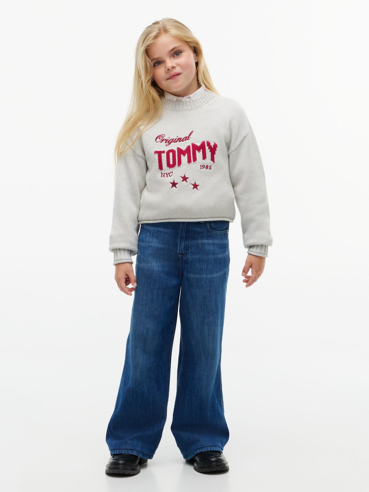 Kids' Tommy Star Logo Sweater — Light Grey Heather