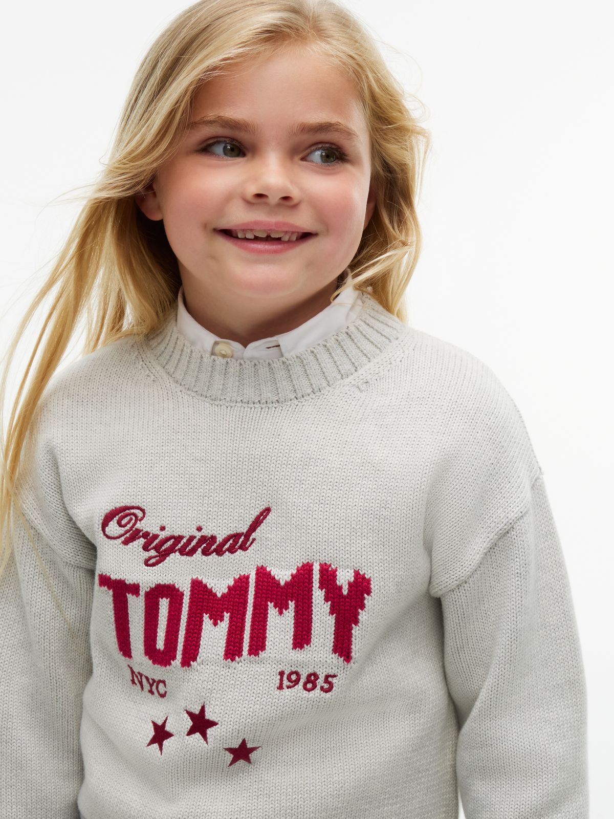 Kids' Tommy Star Logo Sweater — Light Grey Heather