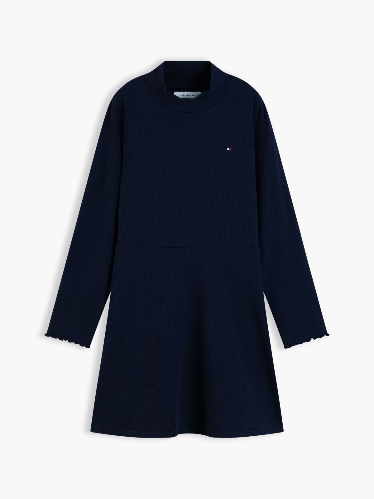 Kids' Stretchy Mockneck Skater Dress — Dark Blue