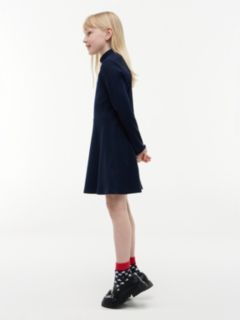 Kids' Stretchy Mockneck Skater Dress — Dark Blue 3