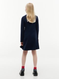 Kids' Stretchy Mockneck Skater Dress — Dark Blue 4