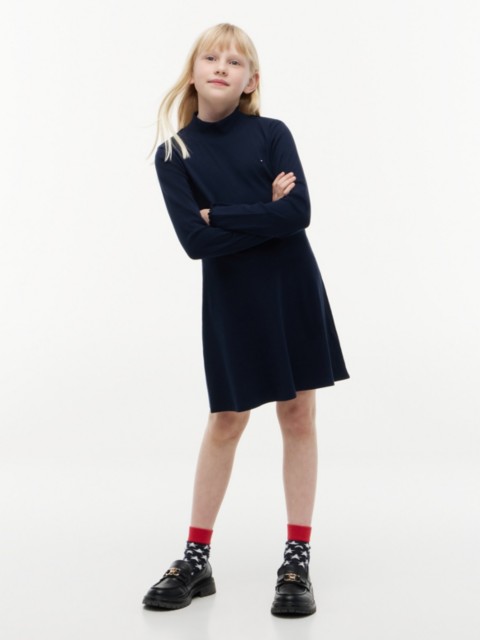 Детские платья Tommy Hilfiger Kids' Stretchy Mockneck Skater Dress