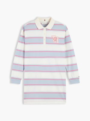 Детское платье Tommy Hilfiger Monogram Logo Rugby, цвет: Небесно-голубой полосатый — фото 5