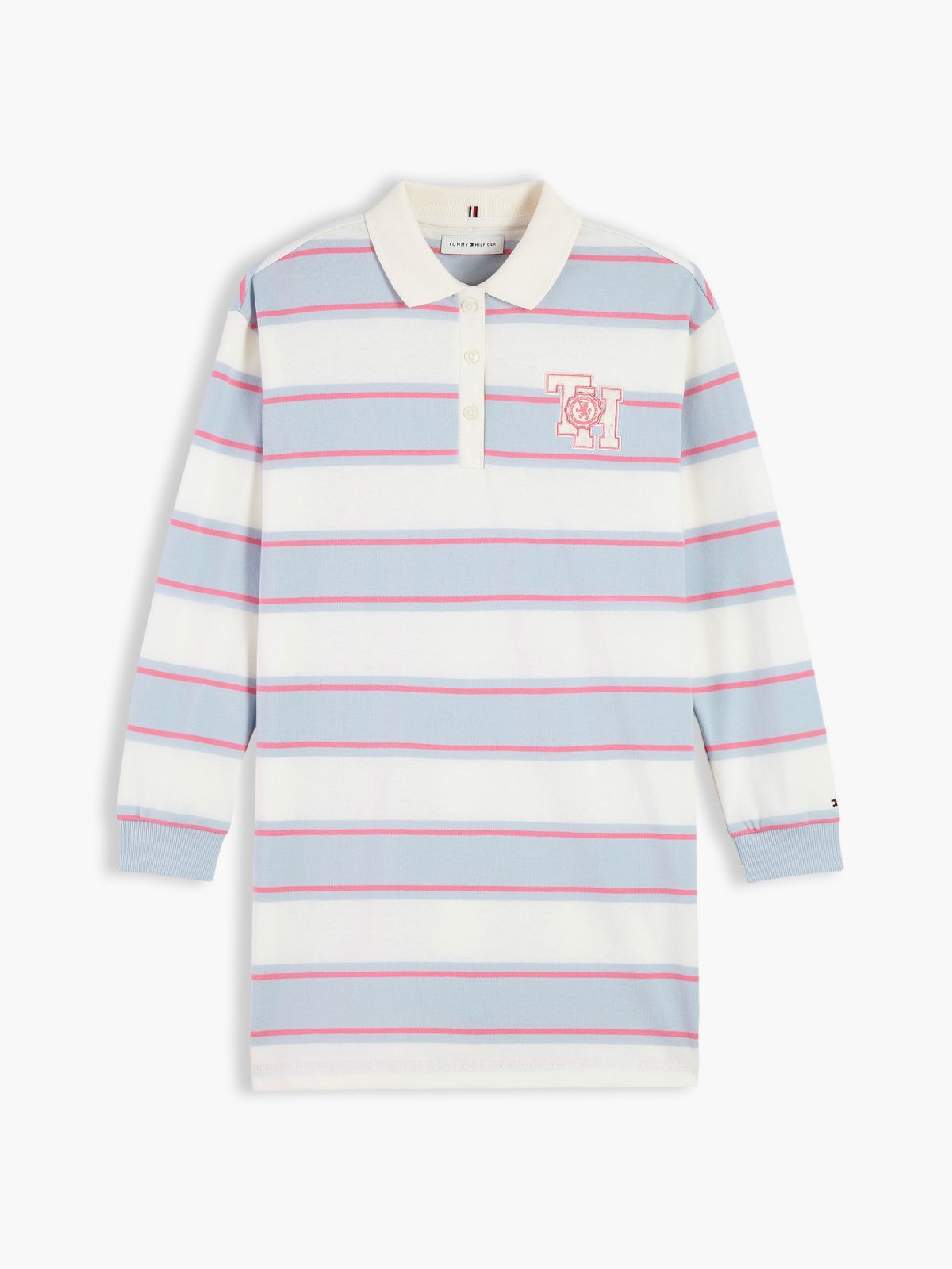 Kids' Monogram Logo Rugby Dress — Sky Blue Stripe