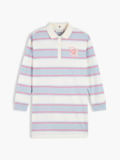 Kids' Monogram Logo Rugby Dress — Sky Blue Stripe 5