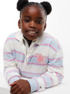Kids' Monogram Logo Rugby Dress — Sky Blue Stripe 2