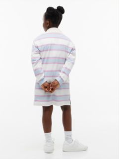 Kids' Monogram Logo Rugby Dress — Sky Blue Stripe 4