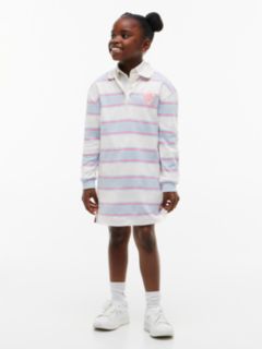 Kids' Monogram Logo Rugby Dress — Sky Blue Stripe 1