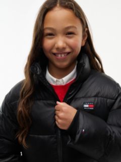 Kids' Shiny Mid-Length Puffer Jacket — Black 3