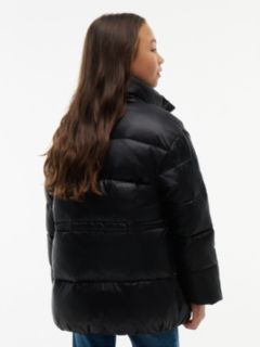 Kids' Shiny Mid-Length Puffer Jacket — Black 4