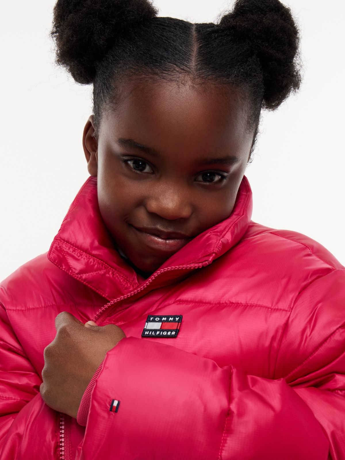 Kids' Shiny Mid-Length Puffer Jacket — Blissful Berry