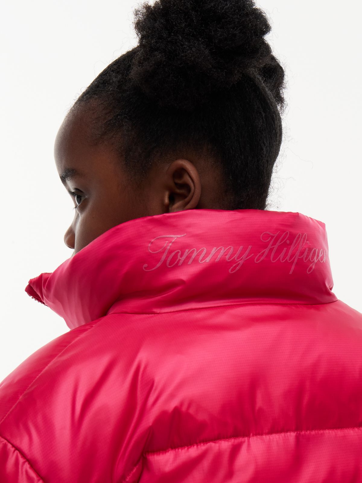 Kids' Shiny Mid-Length Puffer Jacket — Blissful Berry