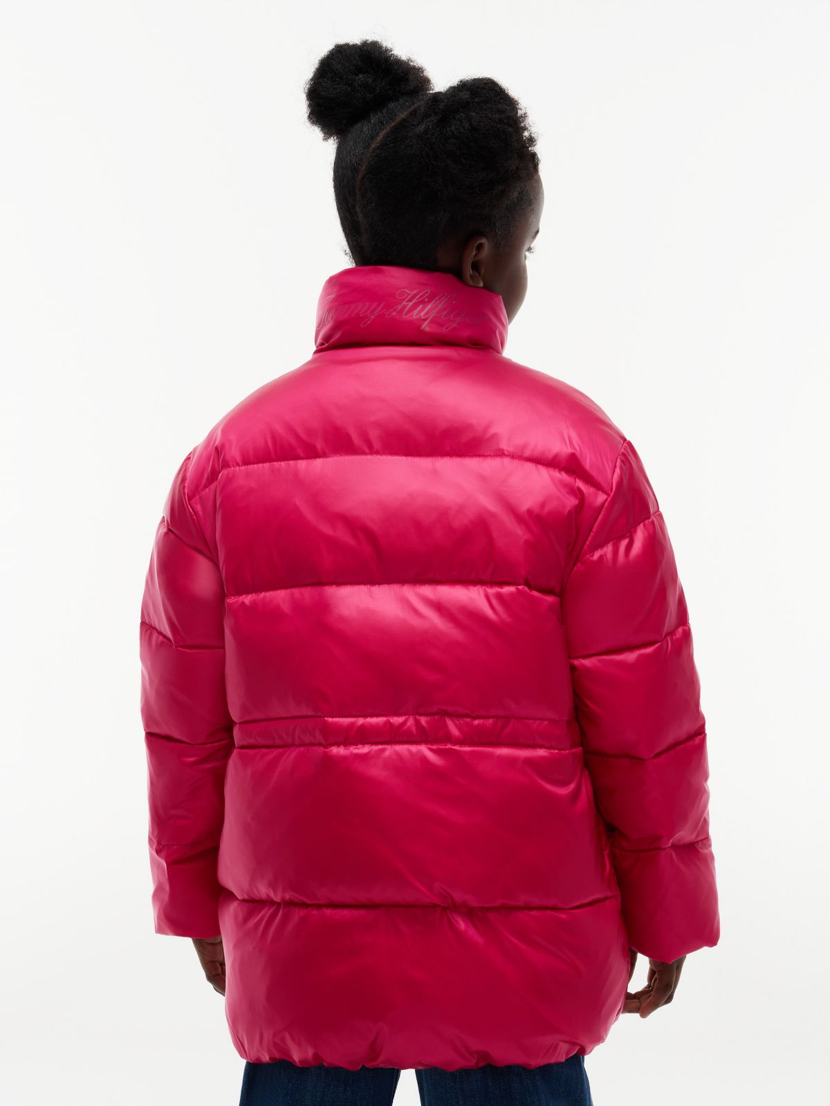 Kids' Shiny Mid-Length Puffer Jacket — Blissful Berry