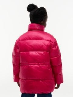 Kids' Shiny Mid-Length Puffer Jacket — Blissful Berry 5
