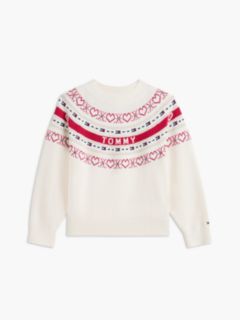 Kids' Intarsia Heart & Flag Logo Sweater — Ivory Petal 5
