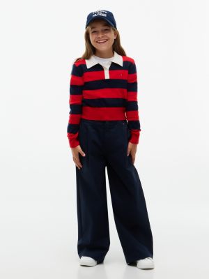 Детские брюки Tommy Hilfiger Stretch Wide Leg, цвет: Тёмный синий — фото 2