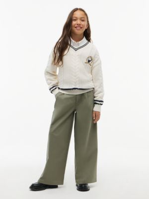 Tommy Hilfiger Girls' Kids' Stretch Wide Leg Pant - Utility Sage - 14