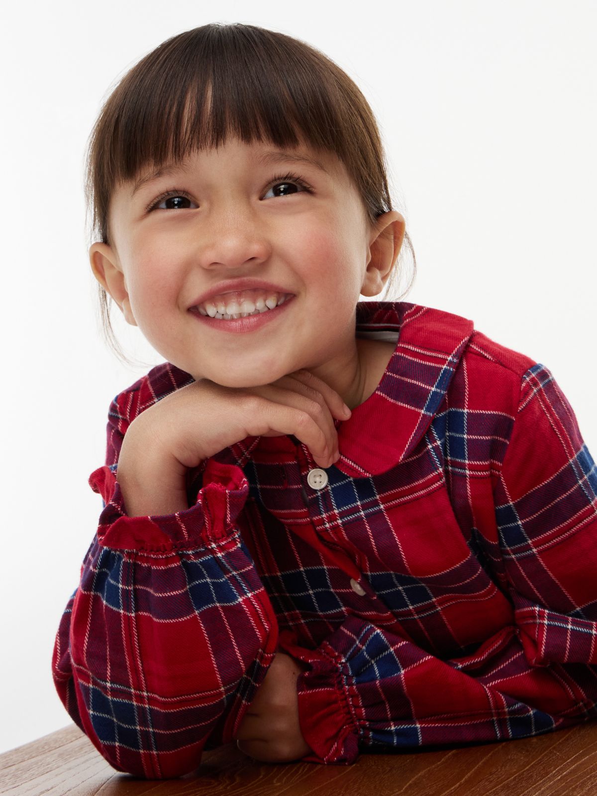 Kids' Plaid Flannel Dress — Medium Red Check