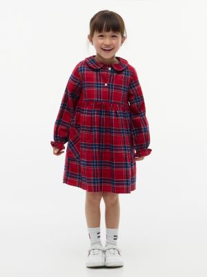 Kids' Plaid Flannel Dress, Medium Red Check