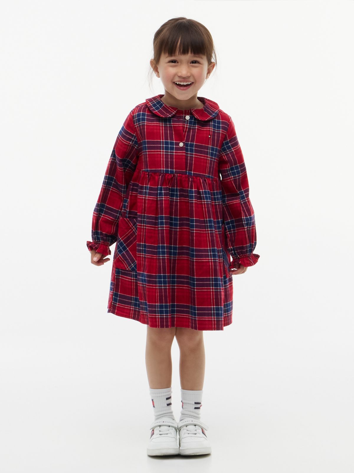 Kids' Plaid Flannel Dress — Medium Red Check