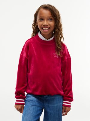 Kids' Star Flag Logo Velour Sweatshirt, Blissful Berry