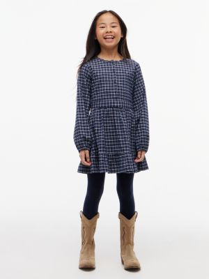 Tommy Hilfiger Girls' Kids' Check Stretch Flannel Dress - Blue Check - 12