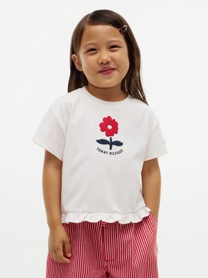 Kids' Ruffle-Hem T-Shirt, White