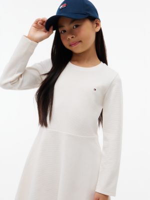 Детское платье Tommy Hilfiger Textured Ribbed Skater, цвет: Белый — фото 2