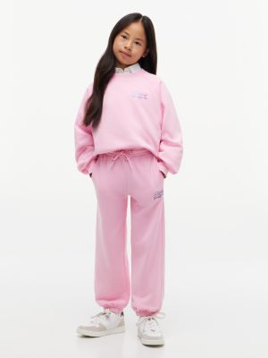 Tommy Hilfiger Girls' Kids' Foil Tommy Logo Relaxed Sweatpant - Pink - 7