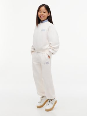 Tommy Hilfiger Girls' Kids' Foil Tommy Logo Relaxed Sweatpant - White - 10