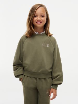 Tommy Hilfiger Girls' Kids' Foil Riding Club Logo Sweatshirt - Olive Green - 16