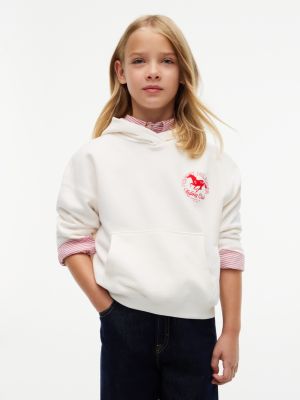 Kids' Riding Club Logo Hoodie, White