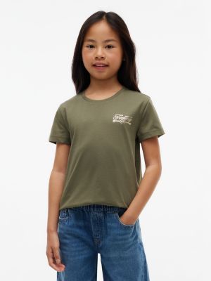 Tommy Hilfiger Girls' Kids' Foil Tommy Logo T-Shirt - Olive Green - 14