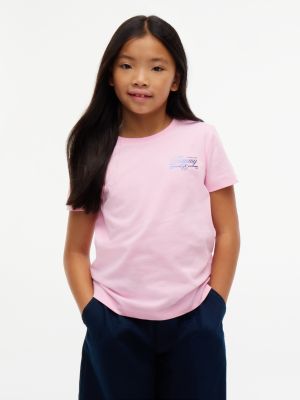Tommy Hilfiger Girls' Kids' Foil Tommy Logo T-Shirt - Classic Pink - 10