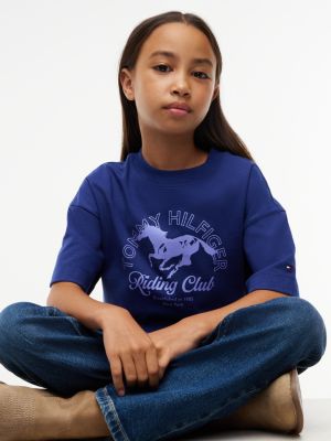 Детская футболка Tommy Hilfiger Riding Club Logo, цвет: Тёмный синий — фото 3