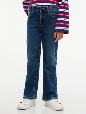 Kids' Logo Pocket Flare Stretch Jean, Dark Wash