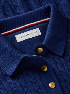Детское платье Tommy Hilfiger Cable Knit Polo Sweater Dress, цвет: Тёмно-синий — фото 6